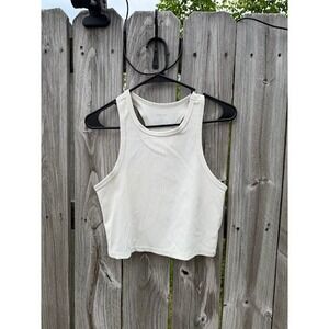 Athleisure Yoga‎ Streetwear Ododos Women Ribbed Racerback Crop Top Off White XL